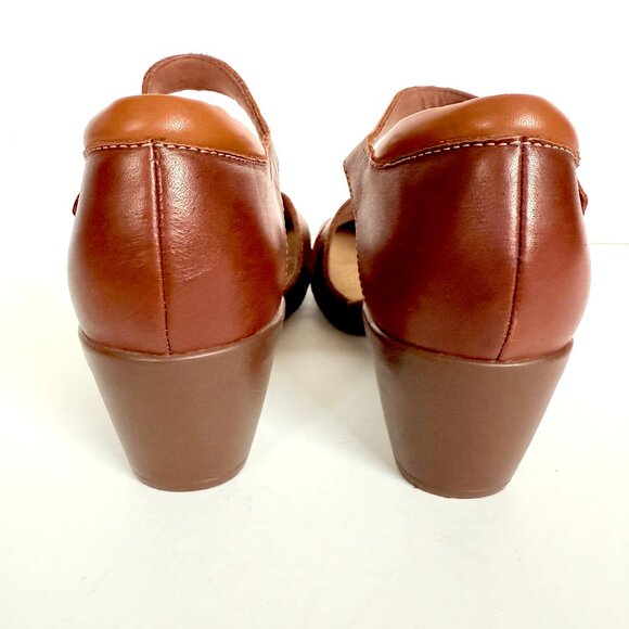 Clarks Emily Daisy Maryjane Brown Leather Ortholite Sandal Pumps Size 9.5 - Picture 4 of 11